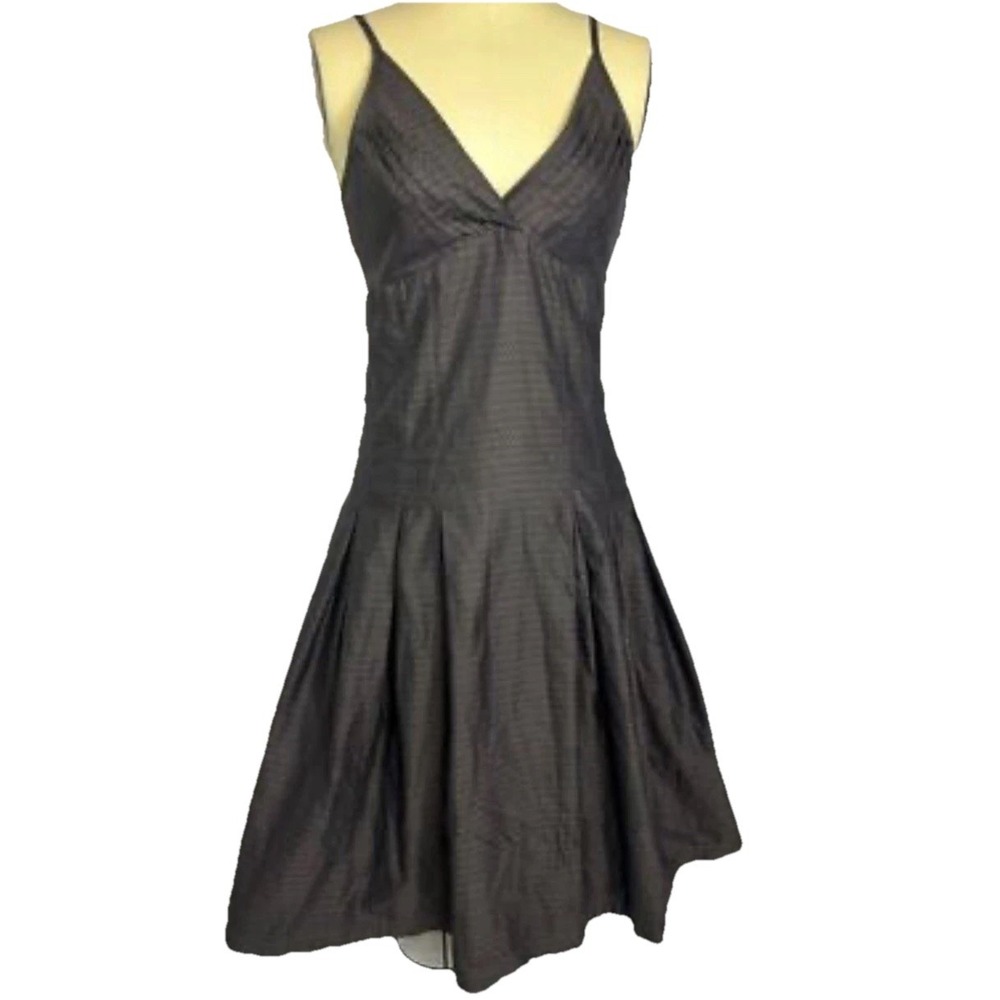 NEW Ben Sherman Dress Large Charcoal Brown Babydoll Empire Waist Pleated $129